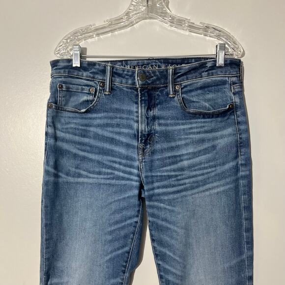 American Eagle AirFlex+ Original Straight Blue Washed Jeans Women’s Size 33x30 - Picture 2 of 8
